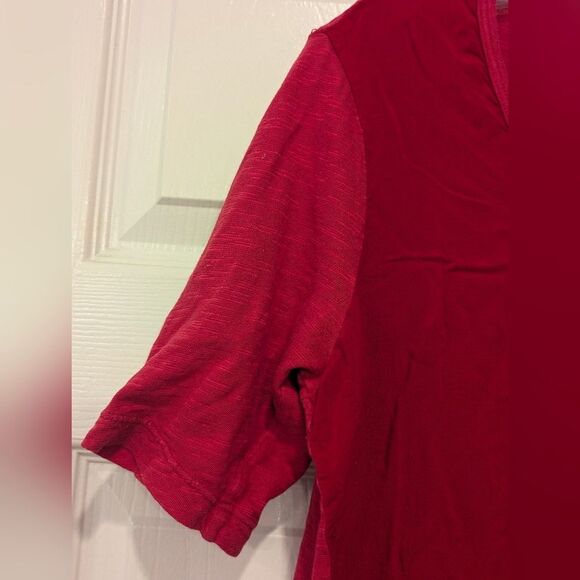 Anthropologie Left of Center Red Cotton Short Sleeve Tunic Teeshirt Size M Boho - Picture 4 of 7